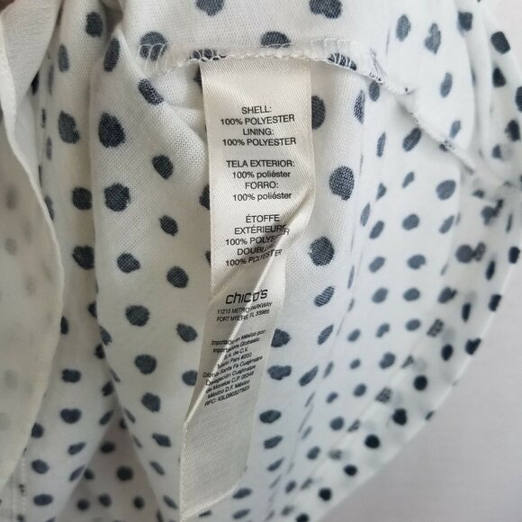 Chico's Size 1 Shirt Top White Black Polka Dot Layered Tank Sheer - Picture 6 of 6